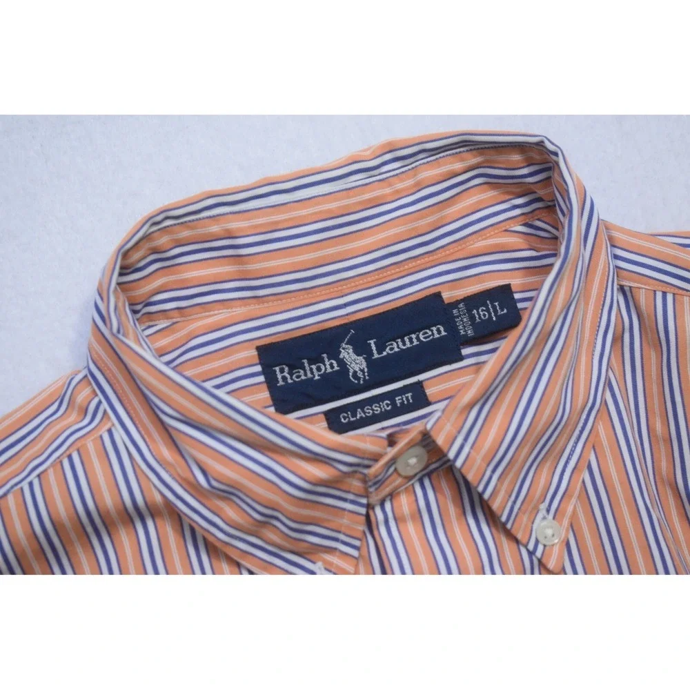 Polo Ralph Lauren Dress Shirt Striped Classic Fit Long Sleeve Mens Size 16 Large